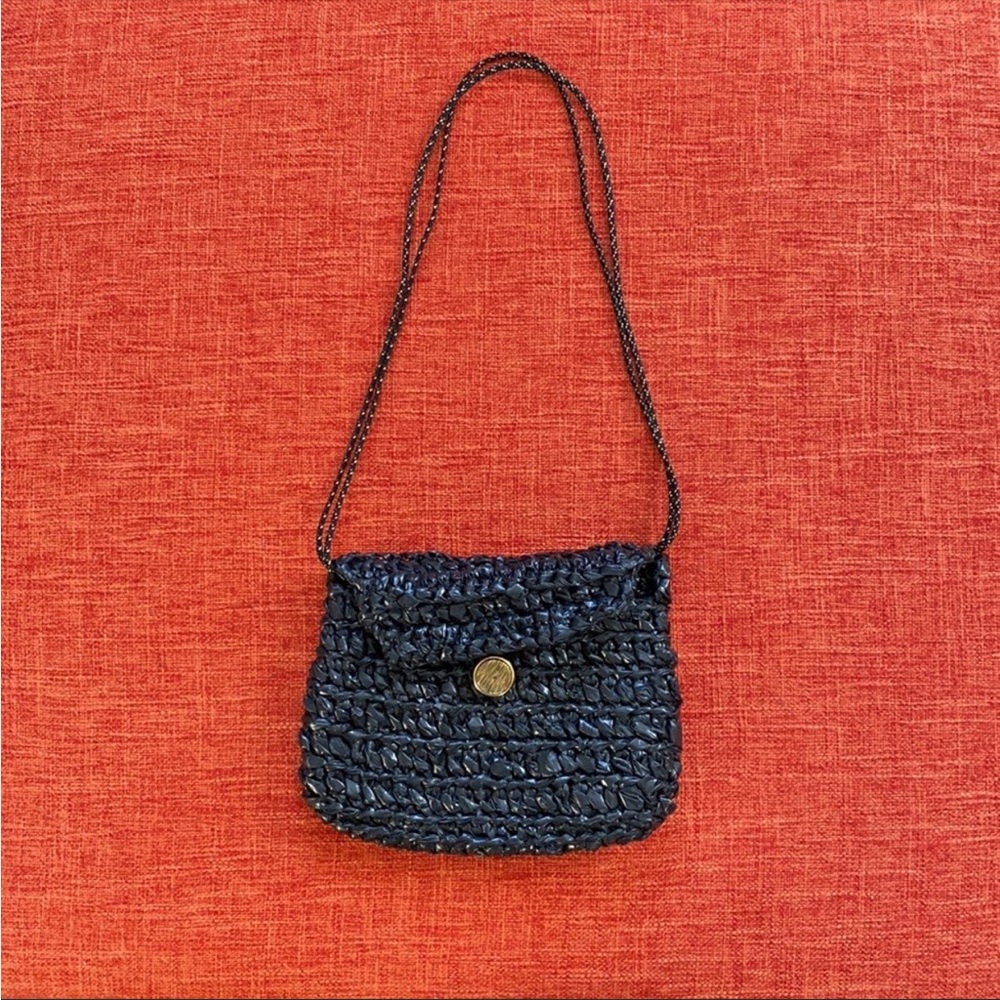 Handmade Bohemian Black Woven Plastic Bag Purse